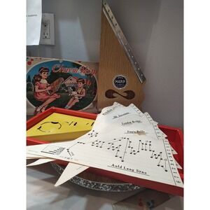 Vtg 1950s Charm Harp Made in Japan F.M.T. Toy Child's Lap Harp Original Box
